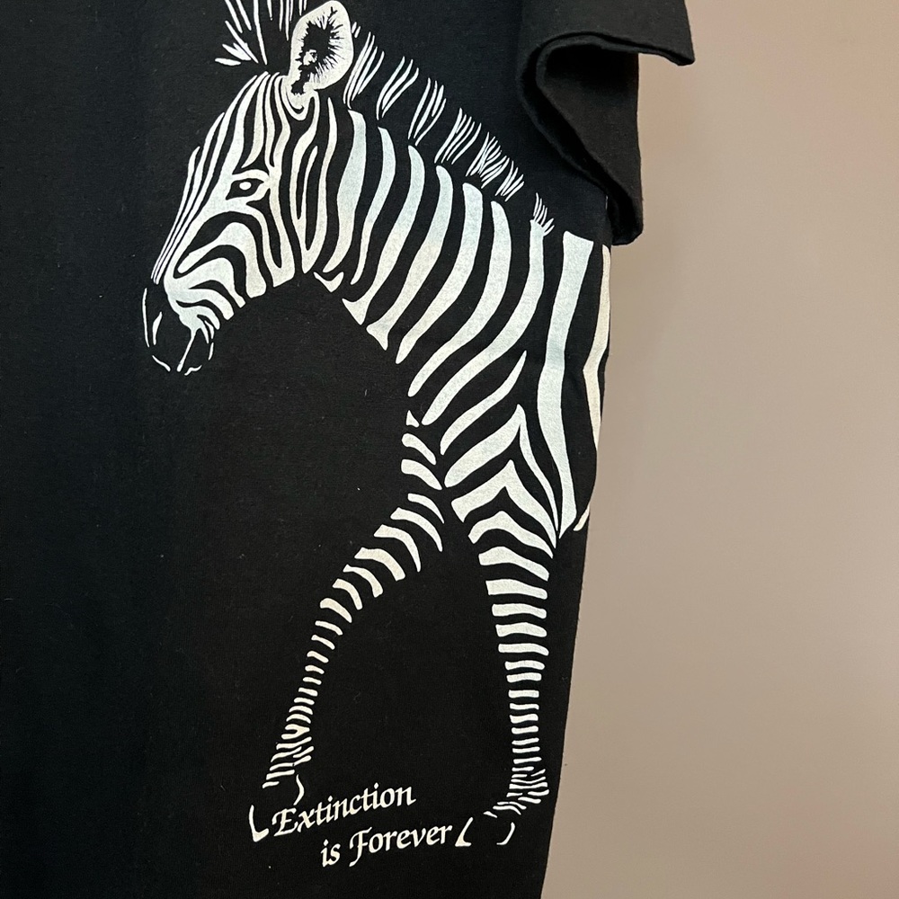 Vintage vtg 1981 Busch Gardens black zebra black white extinction shirt tee XL - Picture 3 of 7